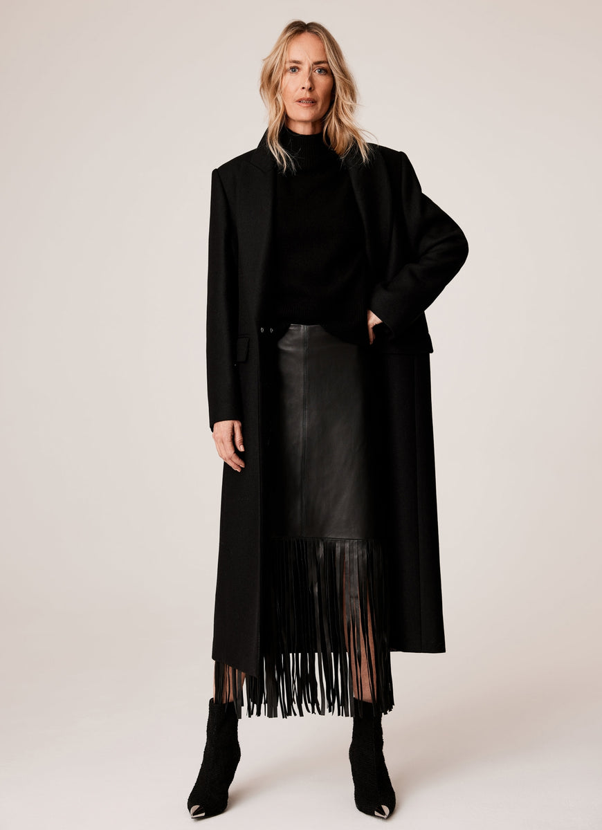 Black Wool Blend Long Coat