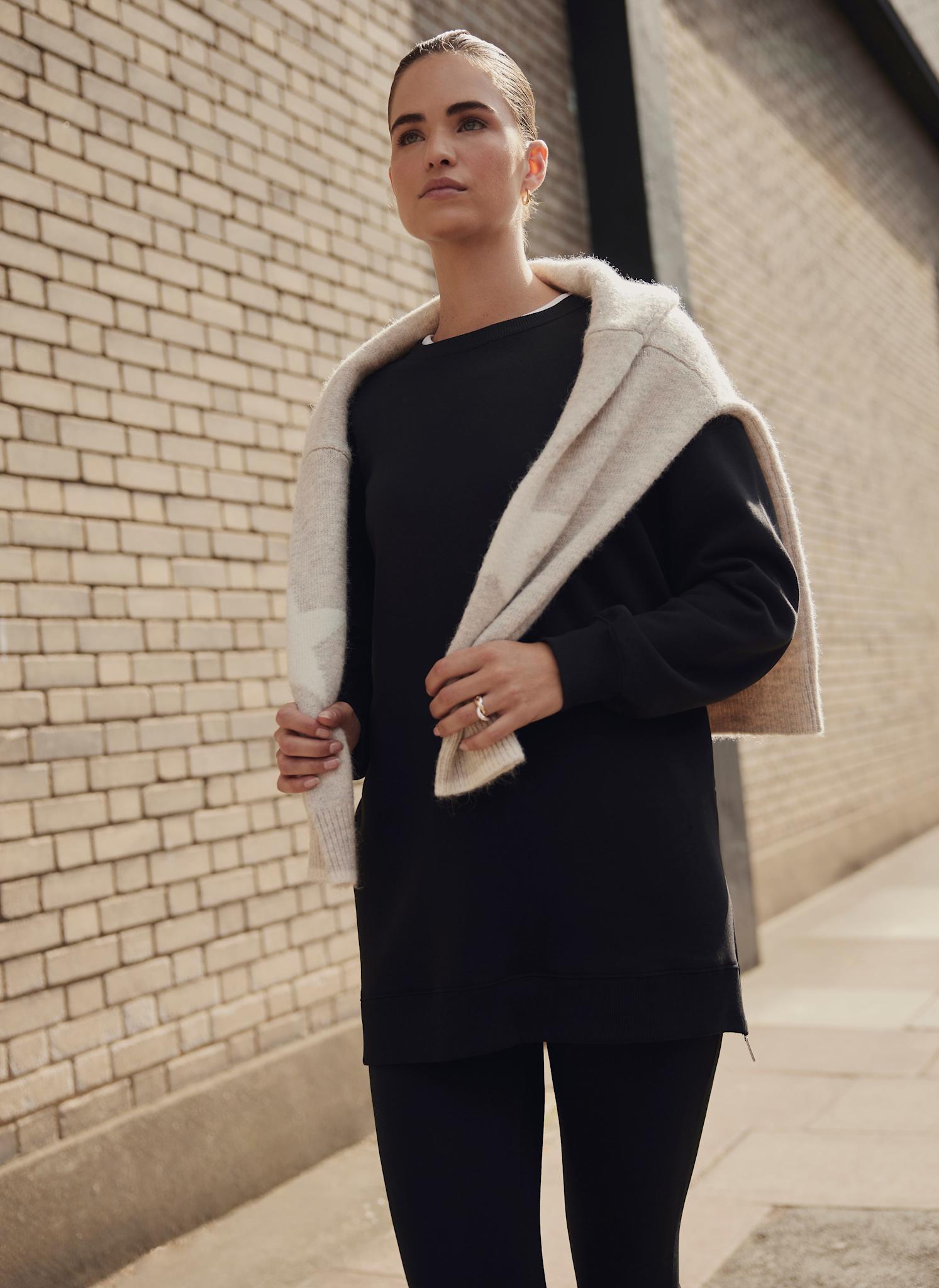 Black Zip Longline Sweatshirt – Mint Velvet