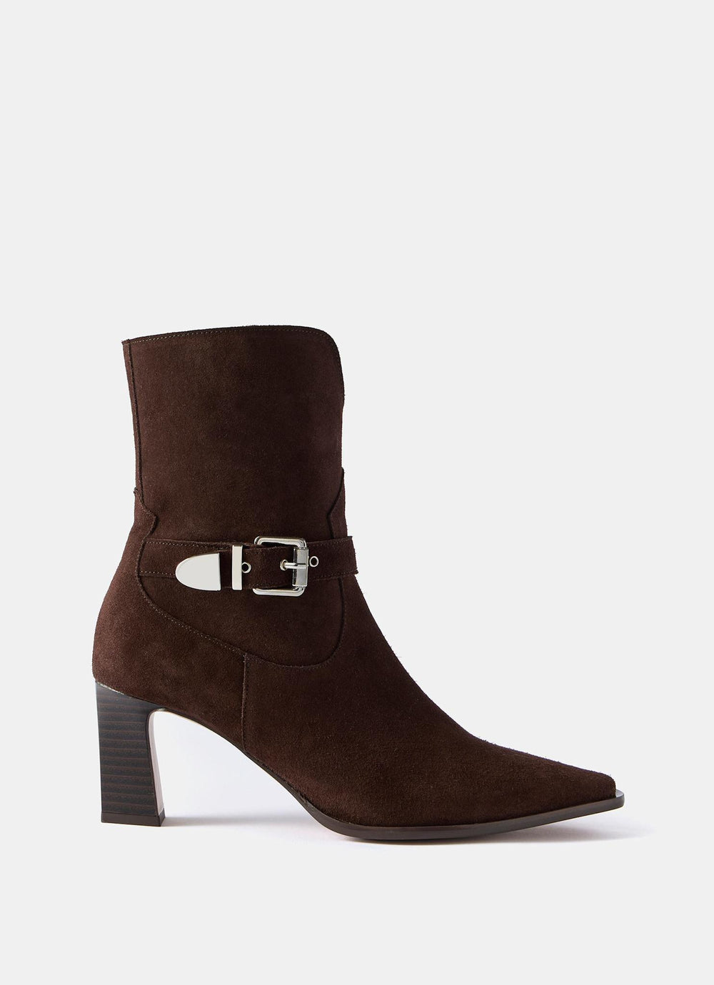 Blair Brown Suede Buckled Ankle Boots