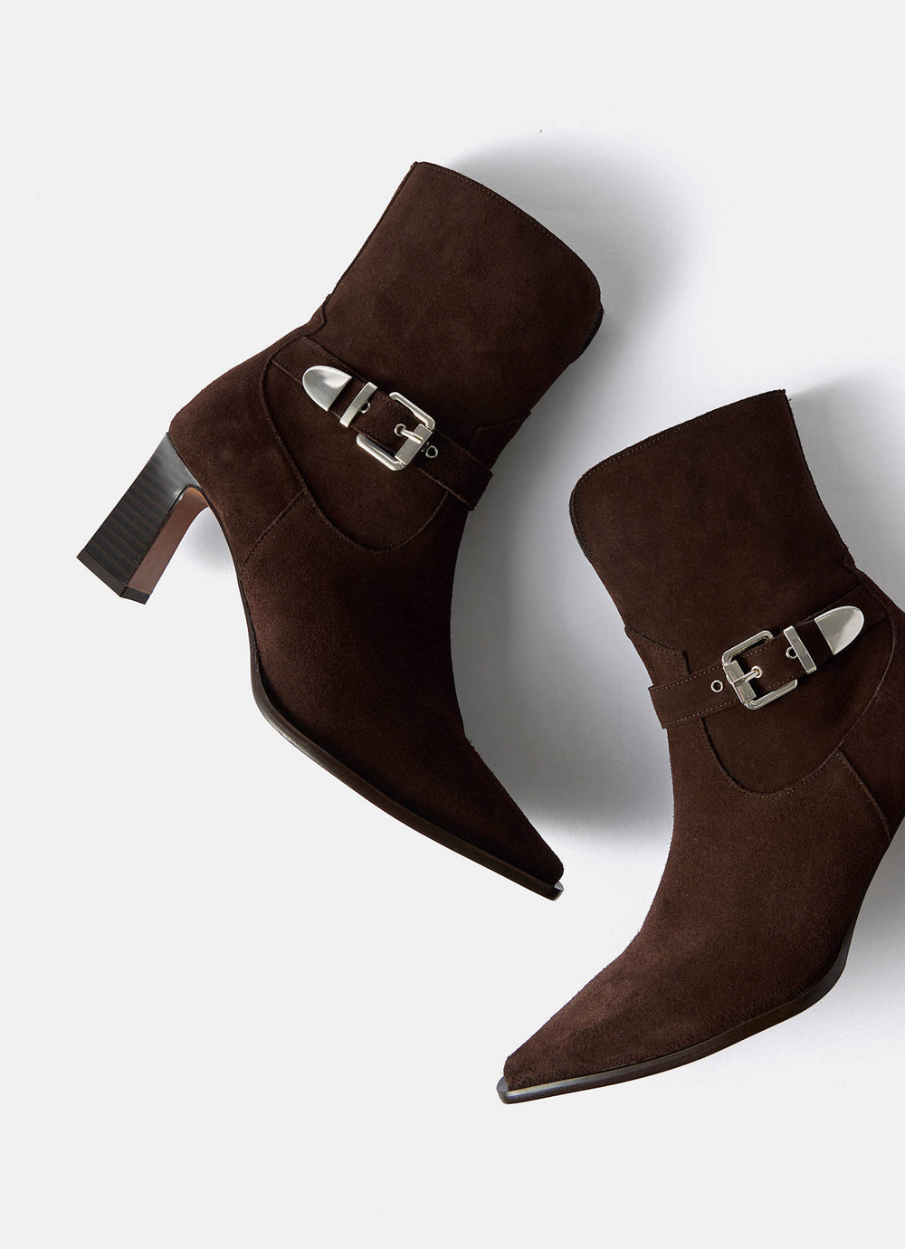 Blair Brown Suede Buckled Ankle Boots