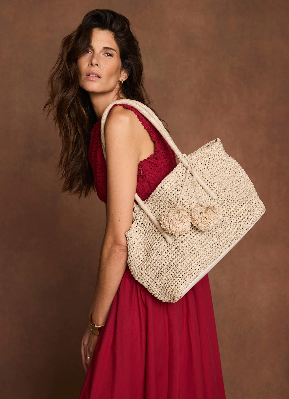 Blake Cream Woven Tote Bag
