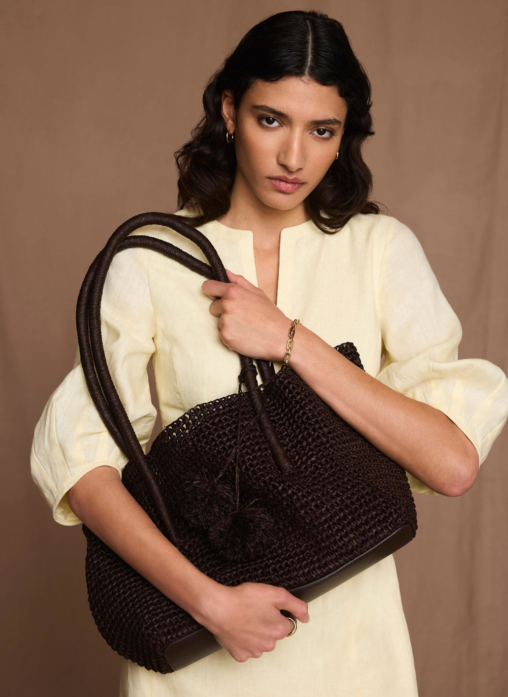 Blake Brown Woven Tote Bag