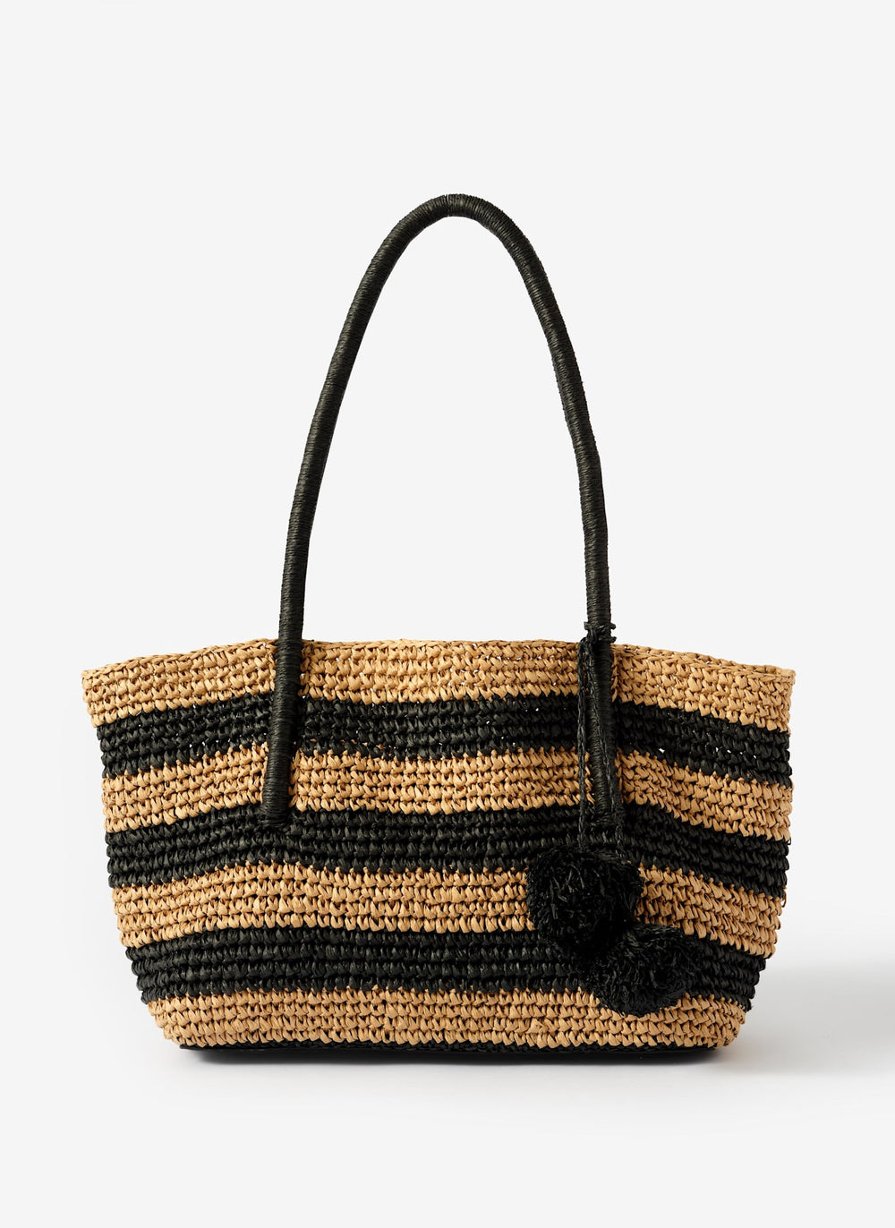 Blake Neutral Stripe Woven Tote Bag