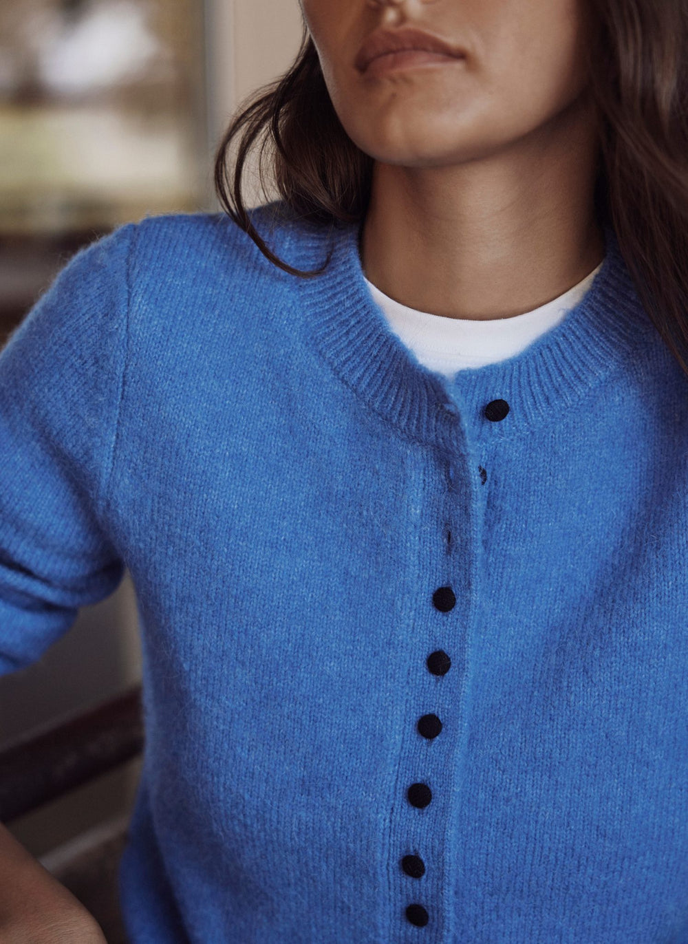 Blue Button Detail Cardigan