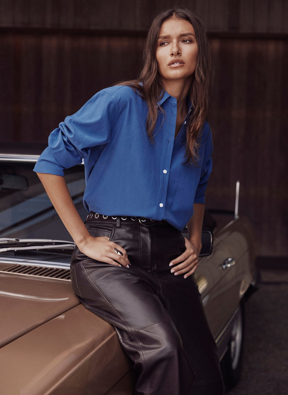 Blue Cotton Blend Tailored Shirt