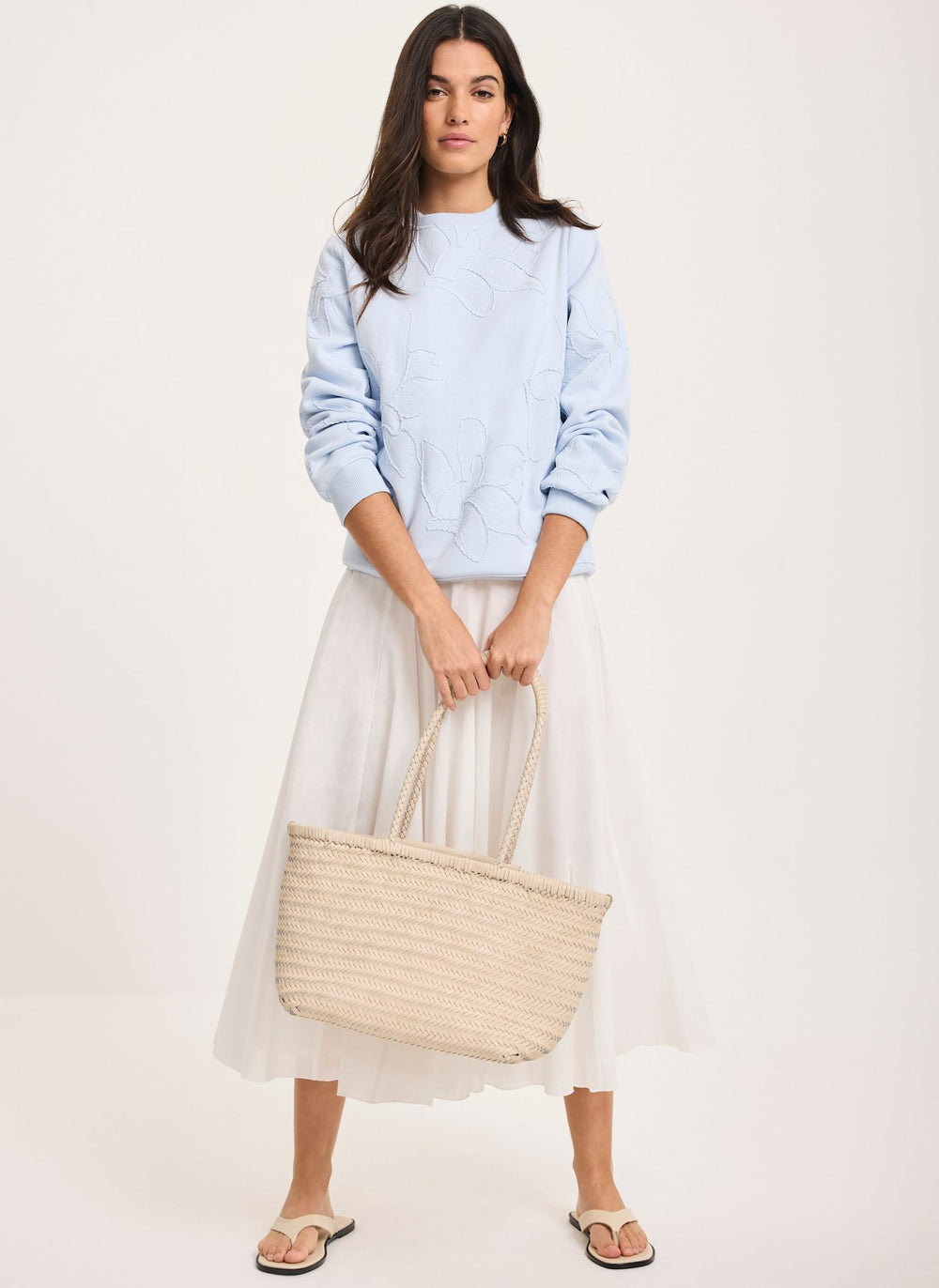 Pale Blue Embroidered Sweatshirt
