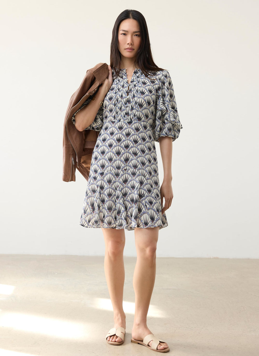 Blue Geo Print Mini Dress