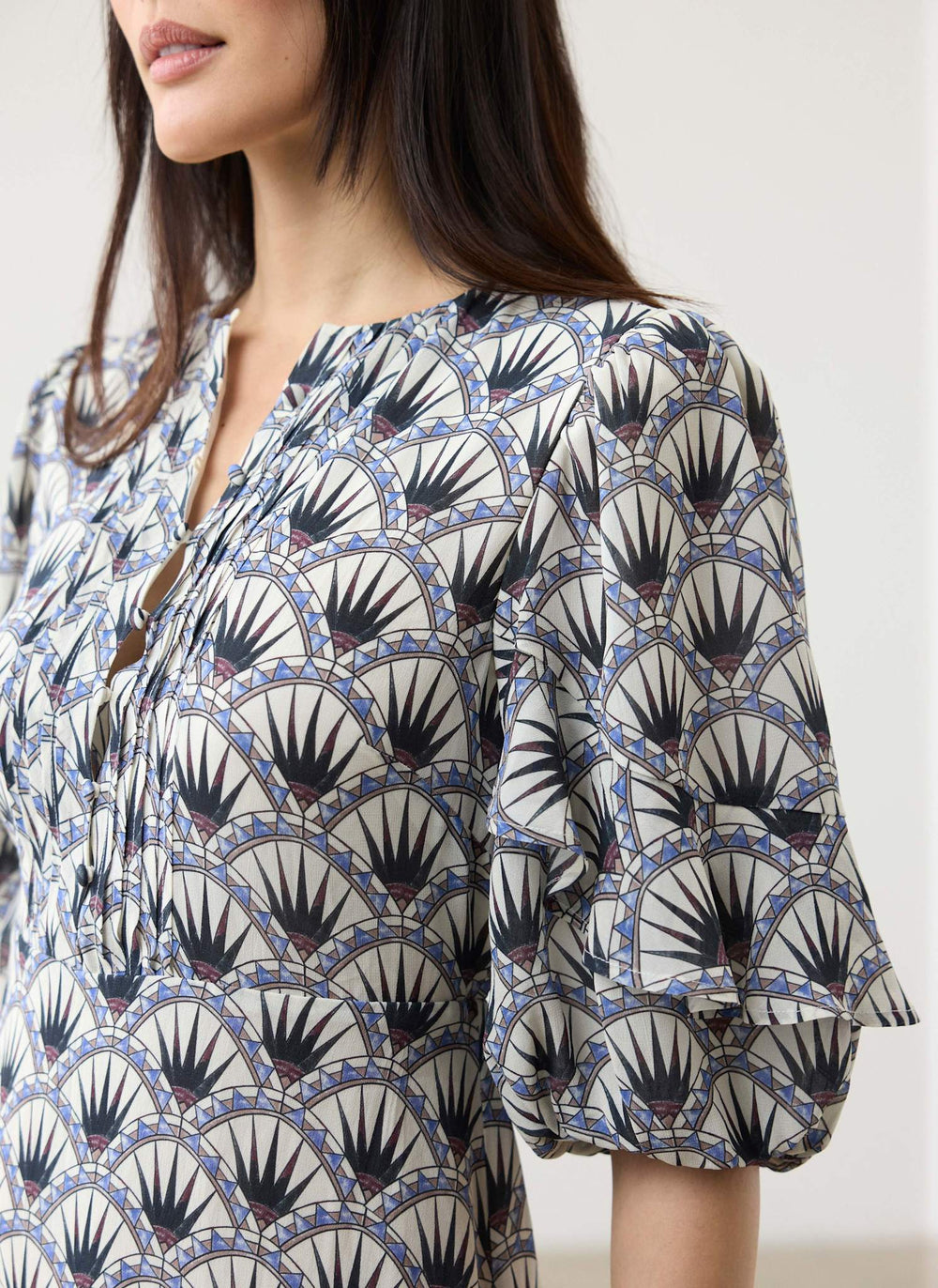 Blue Geo Print Mini Dress