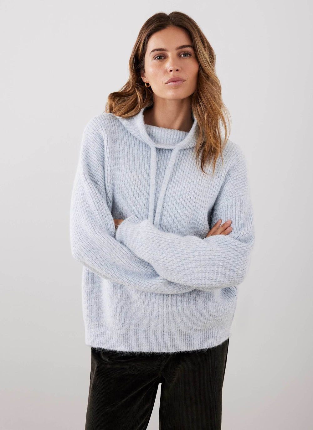 Blue Knit High Neck Jumper
