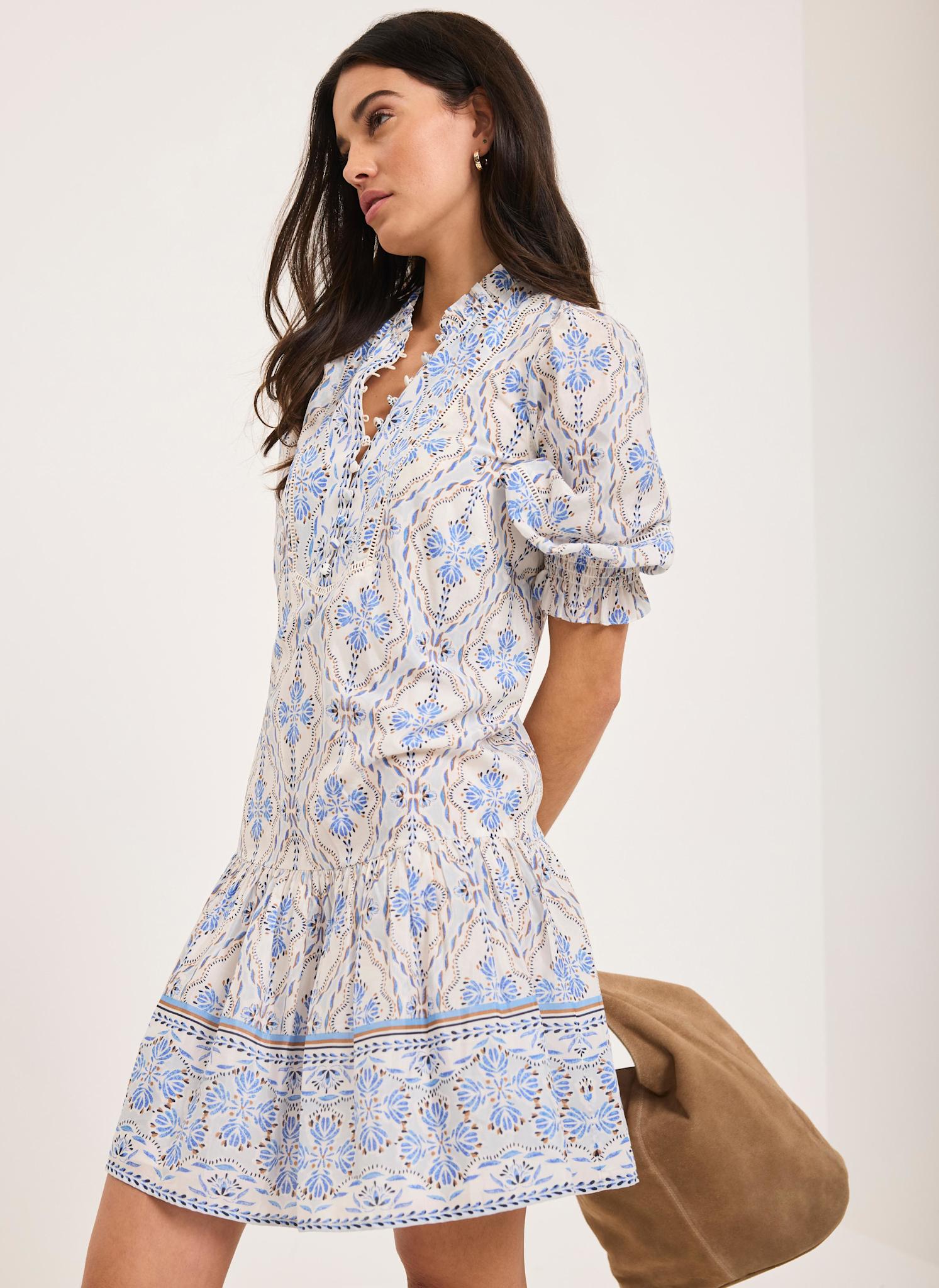 Blue Floral Print Mini Dress – Mint Velvet