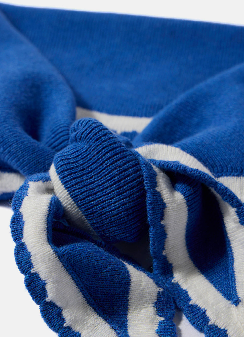 Blue Scallop Edge Knit Scarf