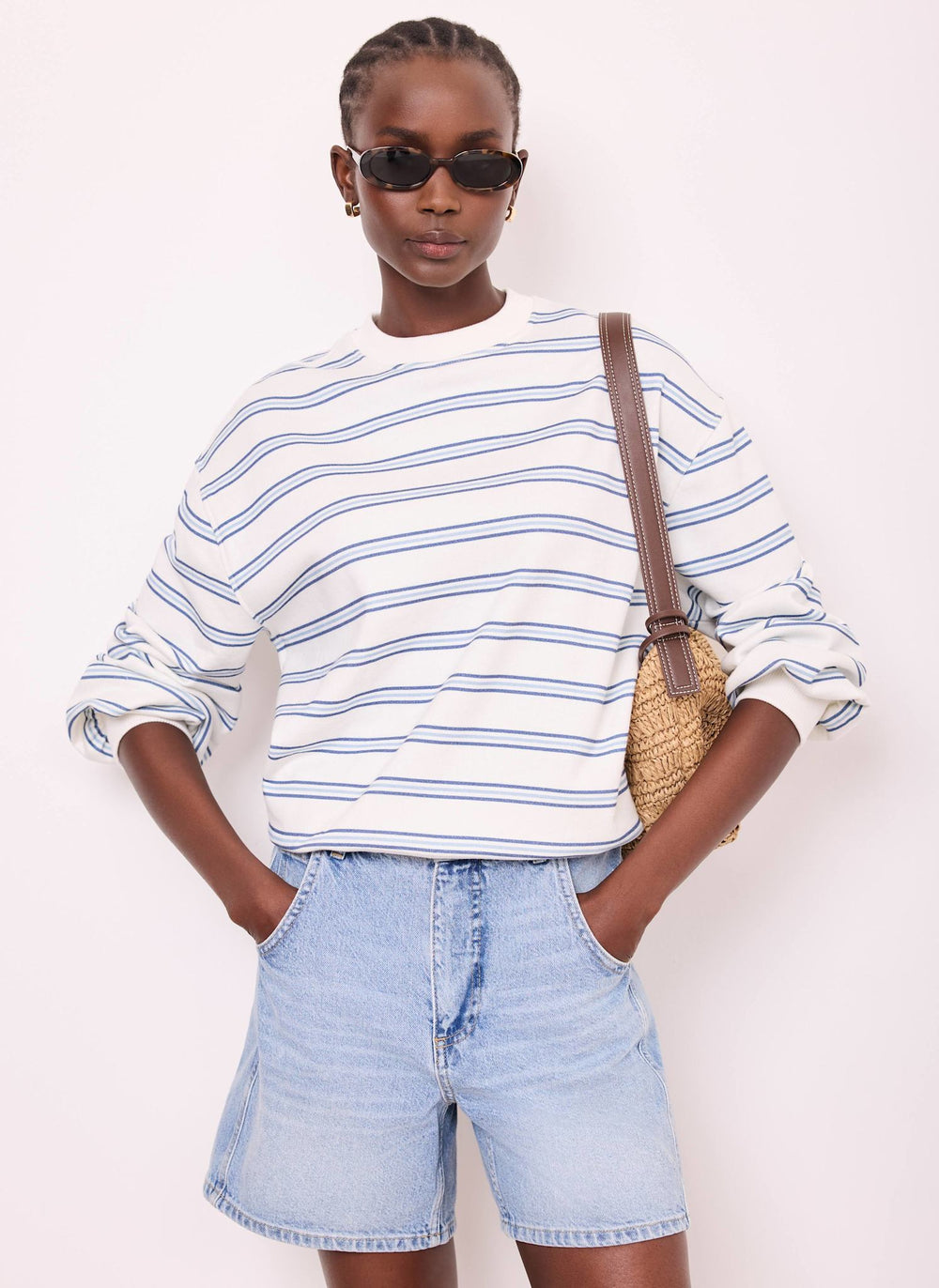 Blue Stripe Blouson Sweatshirt