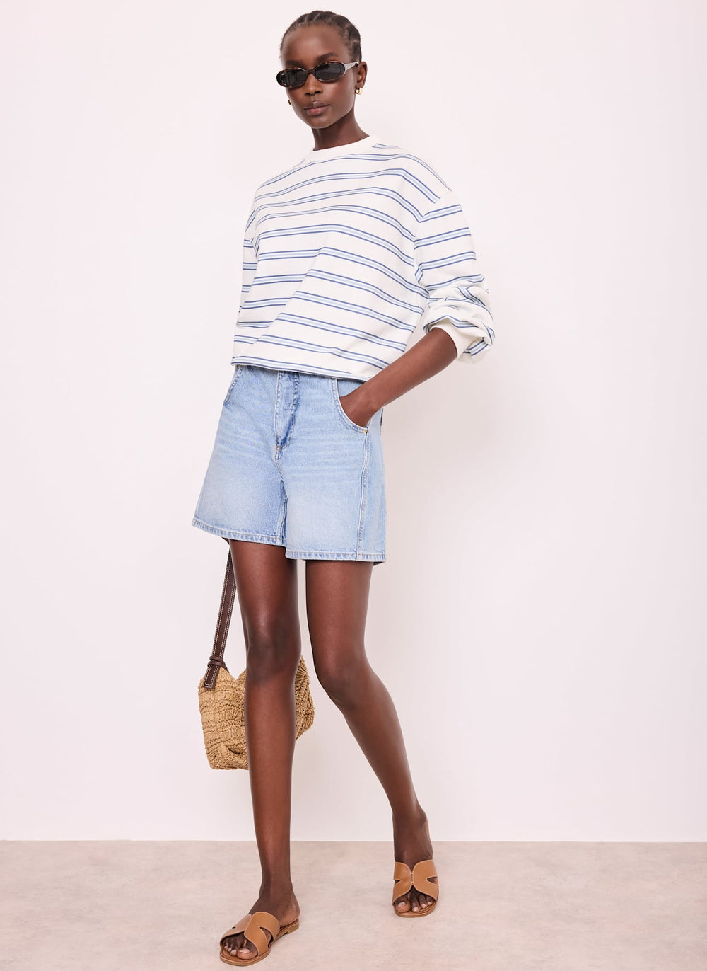 Blue Stripe Blouson Sweatshirt