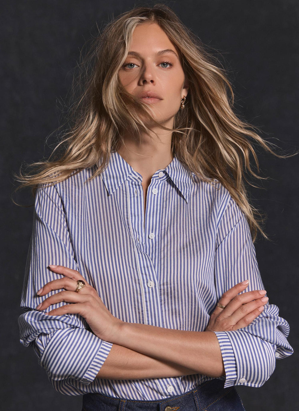 Blue Striped Longline Shirt