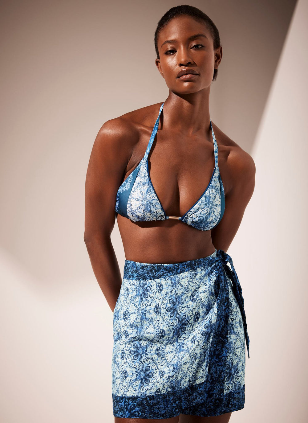 Blue Paisley Print Wrap Skort