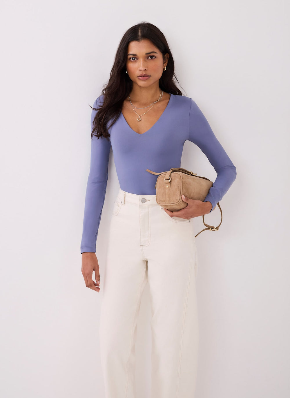 Blue V-Neck Layering Top