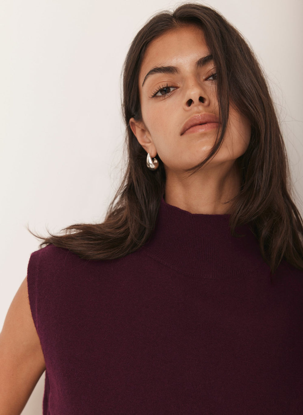 Burgundy Sleeveless Knit Top