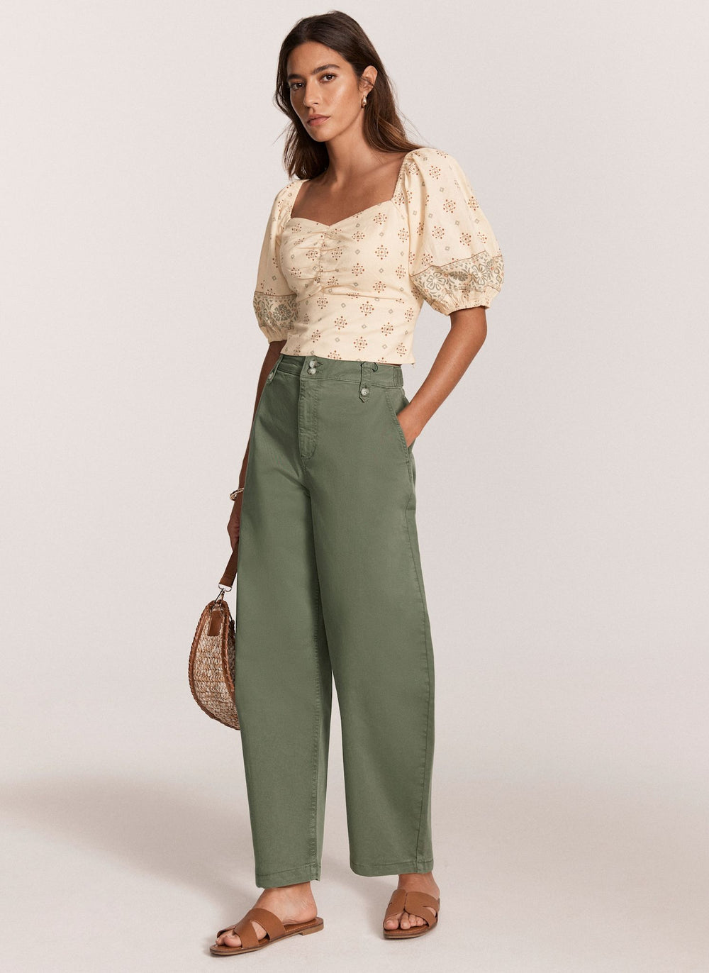 Neutral Print Cropped Top