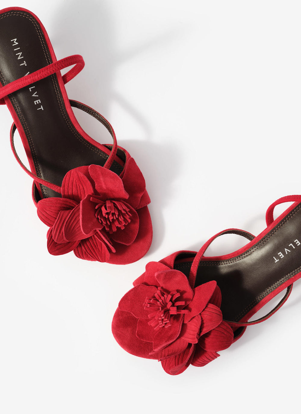 Bri Red Suede Flower Detail Heels