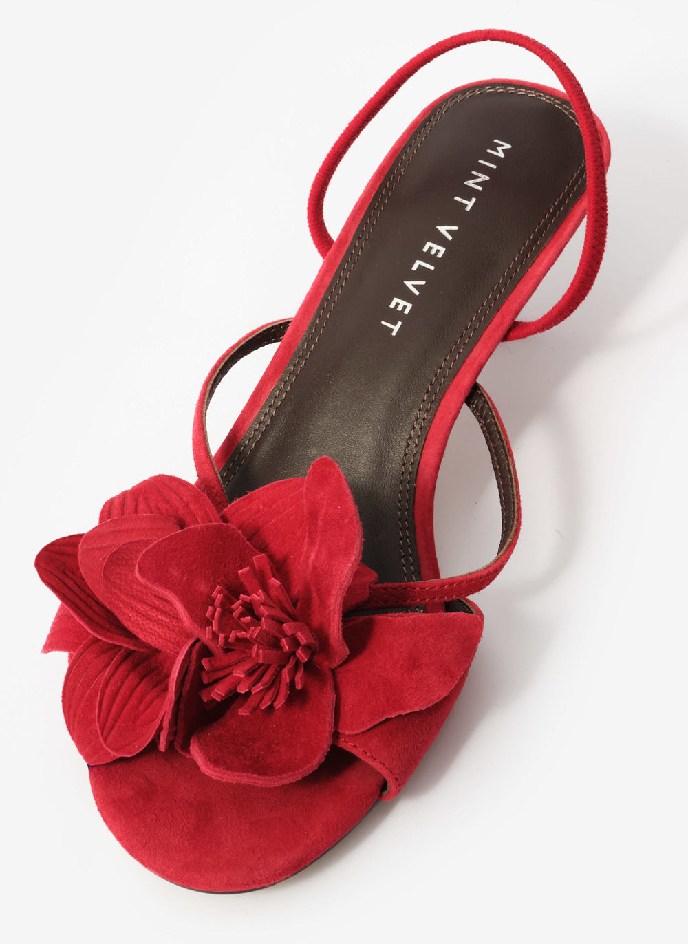 Bri Red Suede Flower Detail Heels