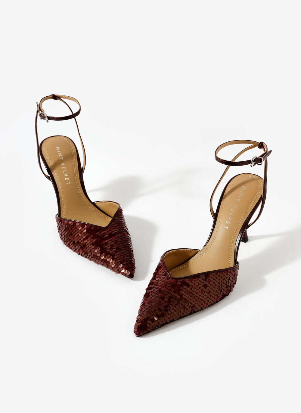 Ari Burgundy Sequin High Heels