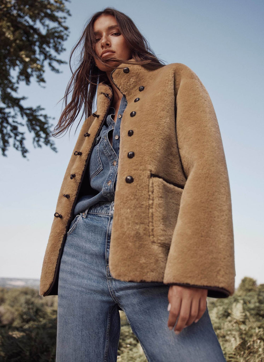 Brown Faux Fur Toggle Jacket
