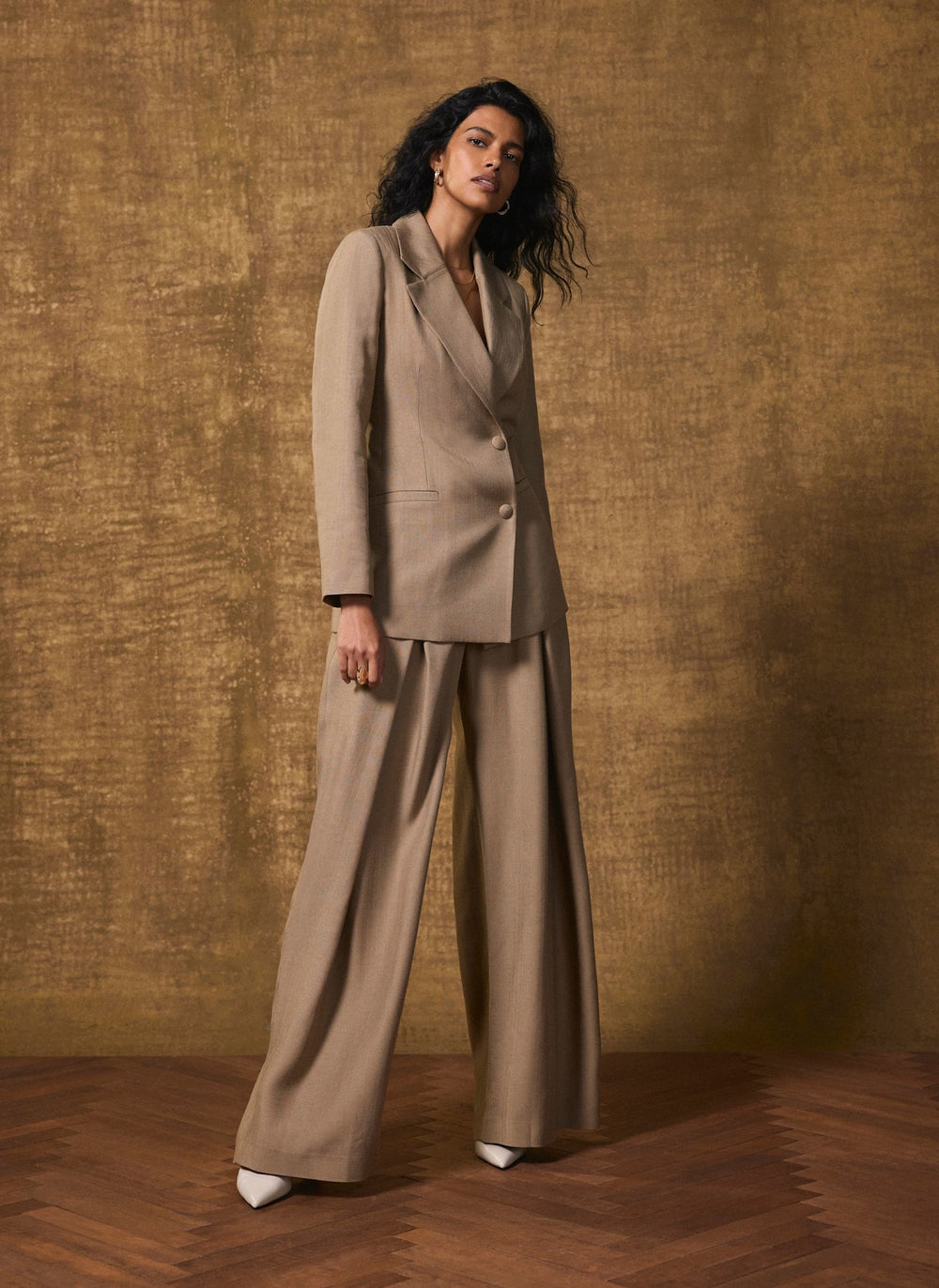 Neutral Shine Tailored Blazer