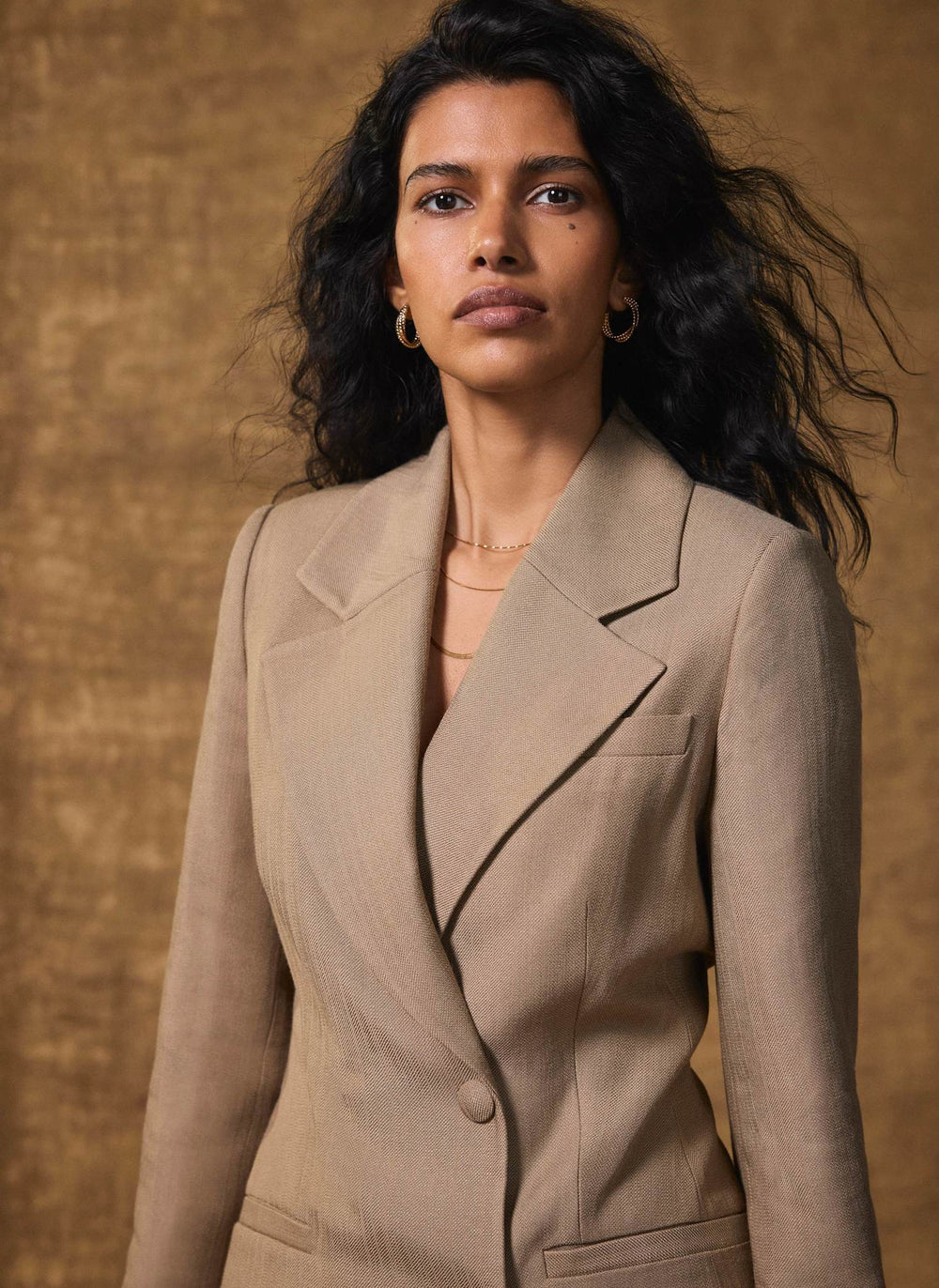 Neutral Shine Tailored Blazer