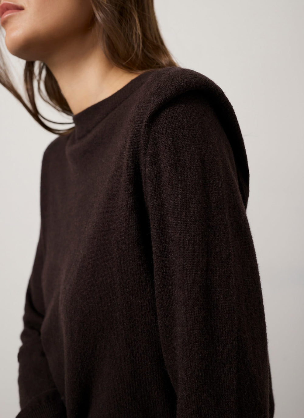 Brown Cotton Blend Shoulder Detail Top