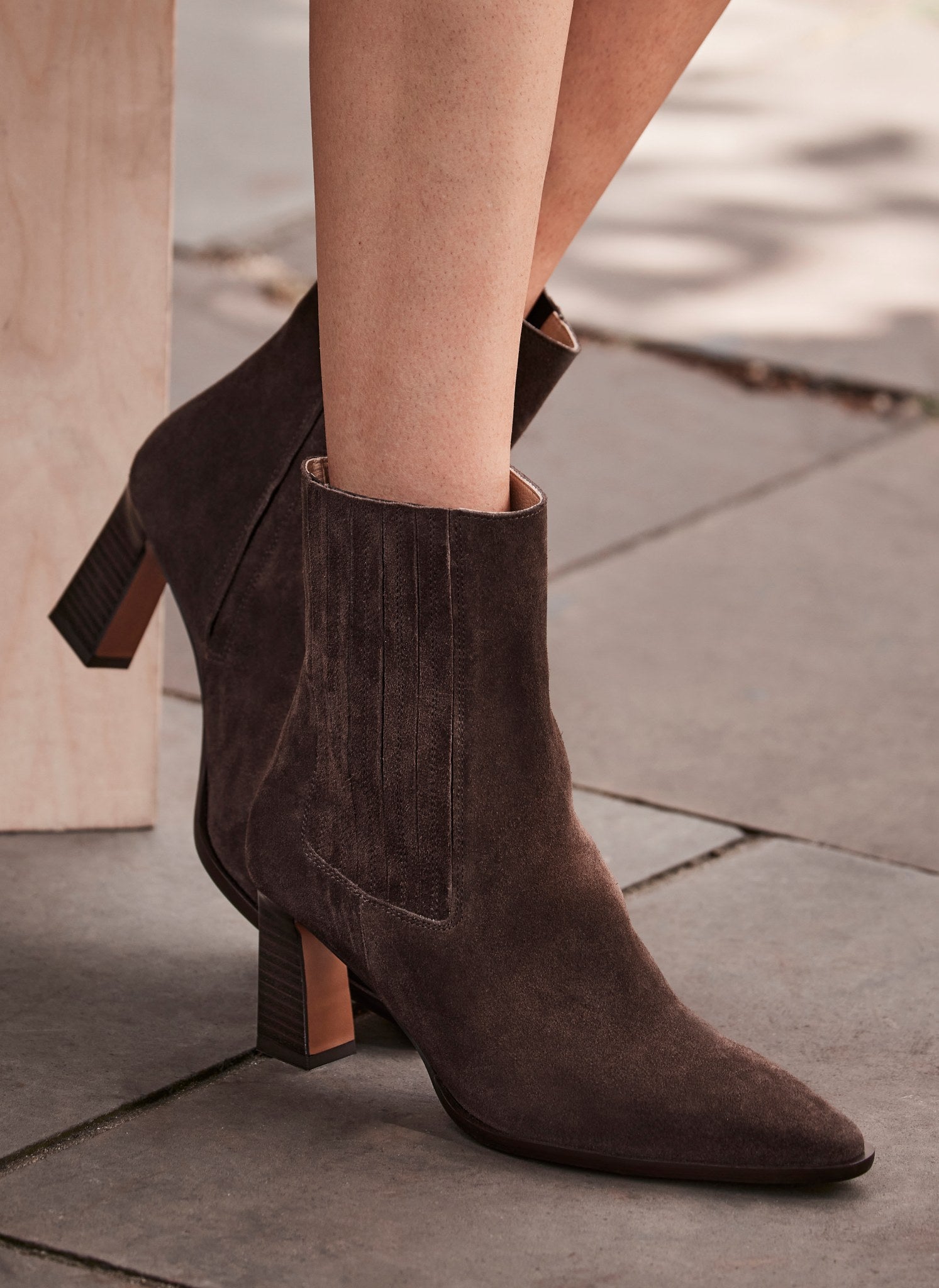 thumbnail image 2 of Coutgo Womens Platform Chunky Low Heel Slip On Chelsea Boots Suede Elastic Ankle Boots | Ankle & Bootie 2 of 12