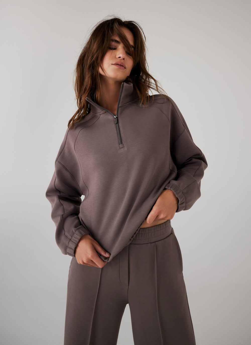 Brown Super Soft Zip Up Sweatshirt