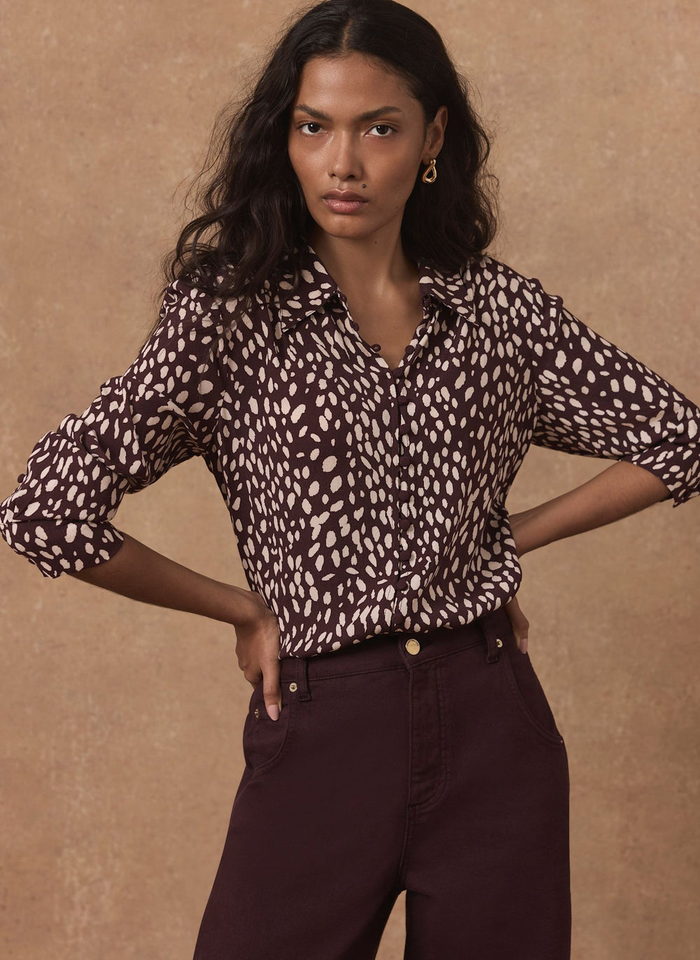 Burgundy Animal Print Shirt