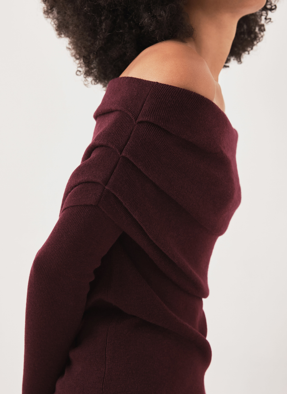 Burgundy Bardot Knit Top