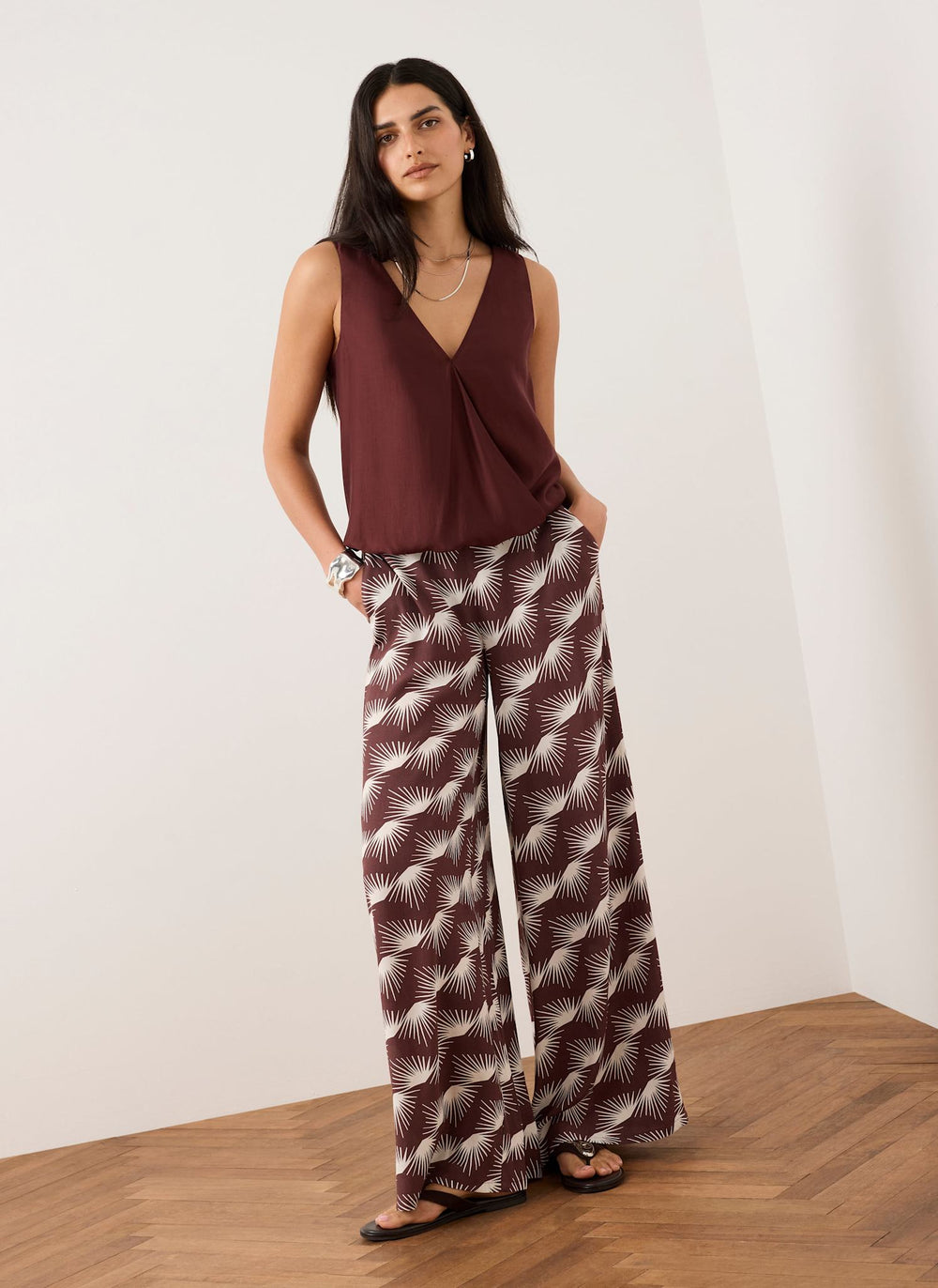 Burgundy Gathered Cami Top