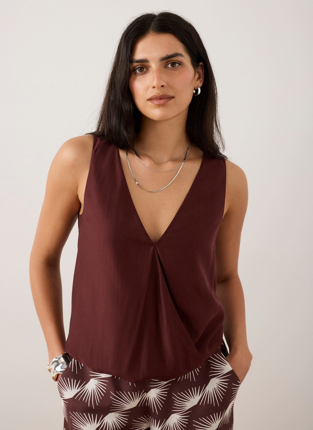 Burgundy Gathered Cami Top