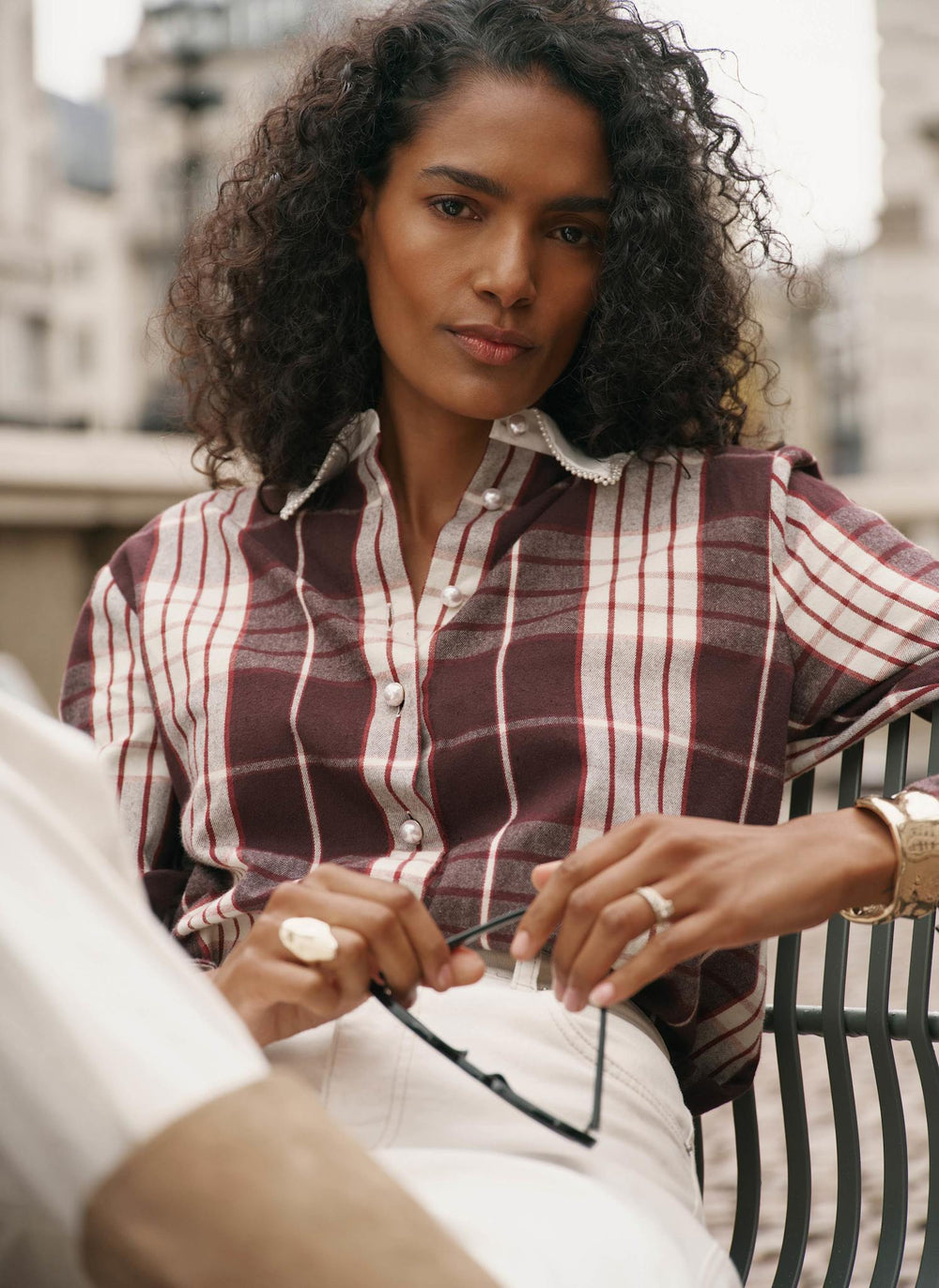 Burgundy Checked Cotton Shirt