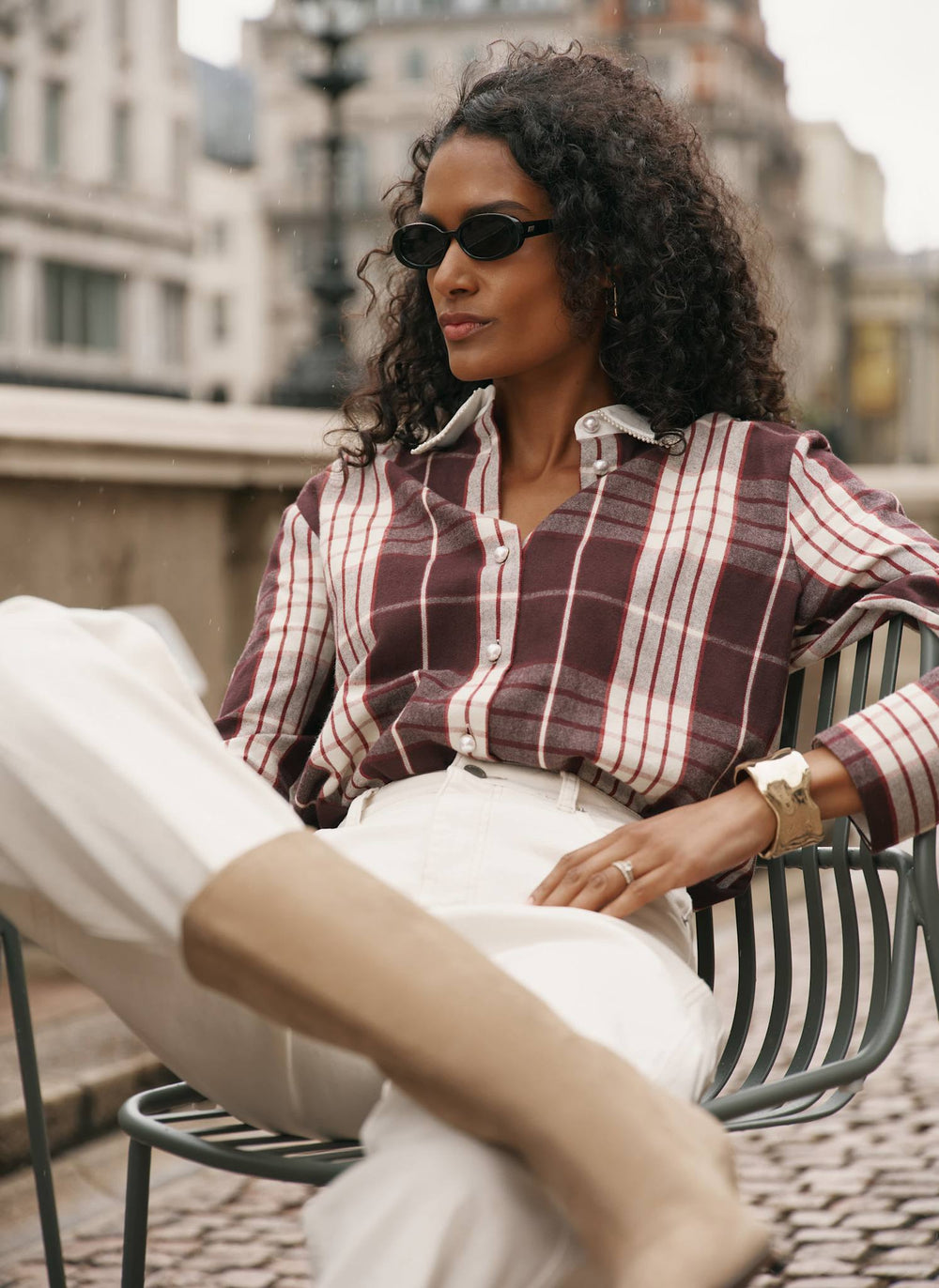 Burgundy Checked Cotton Shirt