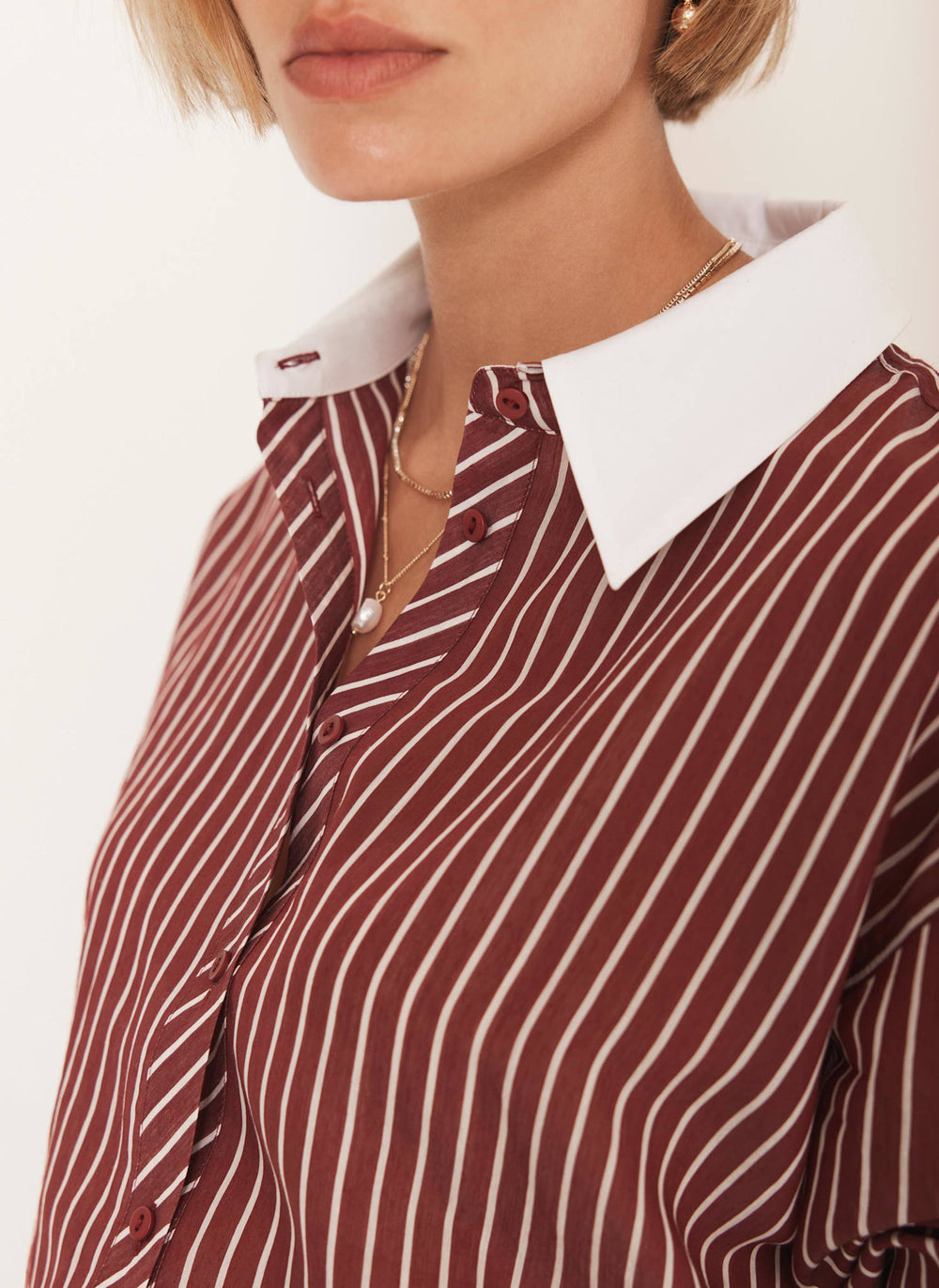 Burgundy Striped Long Sleeve Shirt