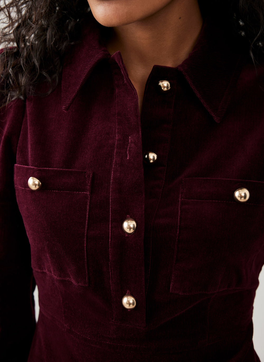 Burgundy Corduroy Midi Dress