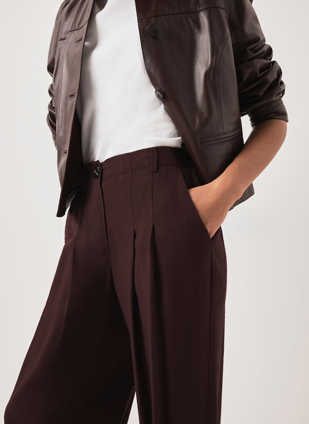 Burgundy Balloon Leg Trousers