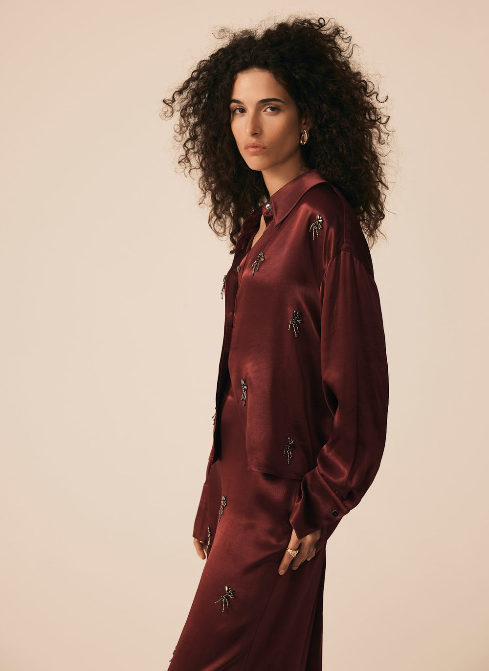 Burgundy Embellished Shirt