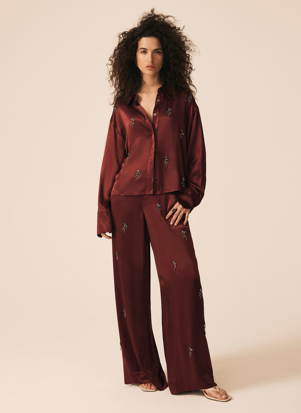 Burgundy Embellished Shirt