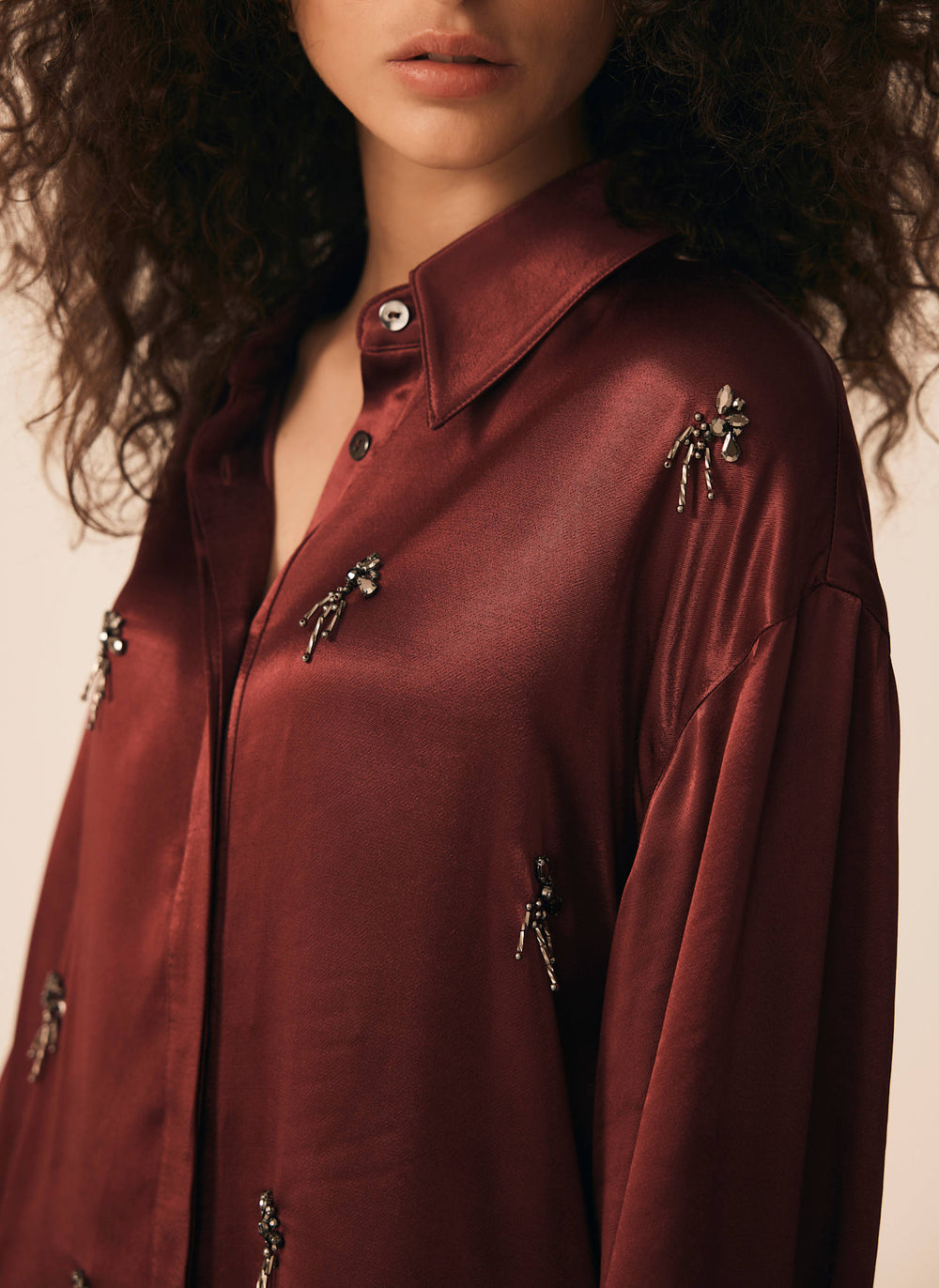 Burgundy Embellished Shirt