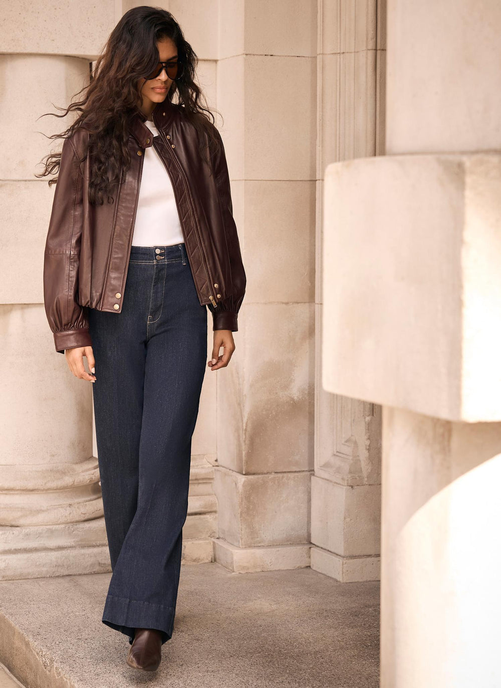 Burgundy Leather Ultimate Funnel Neck Bomber Jacket