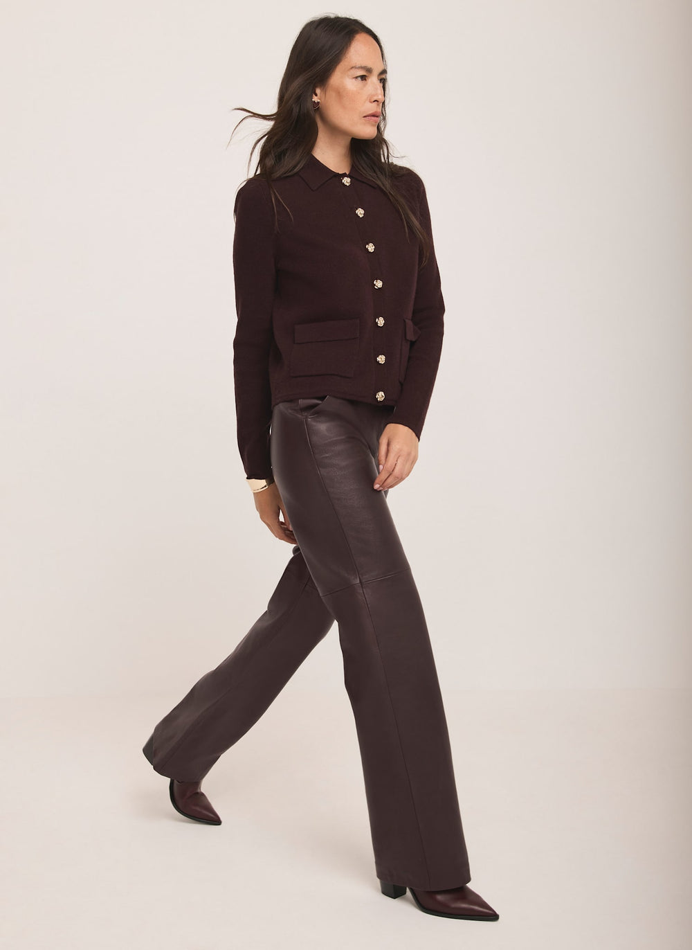 Burgundy Leather Trousers