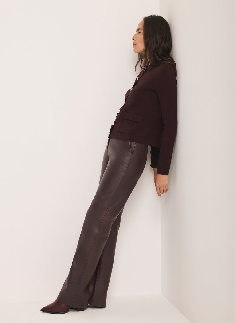 Burgundy Leather Trousers