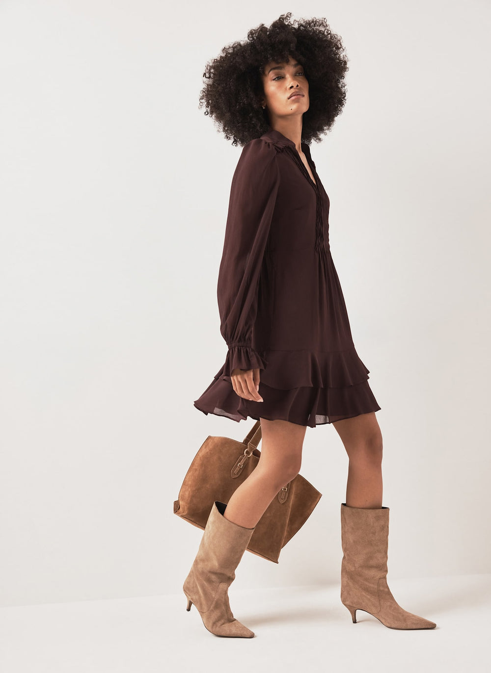 Burgundy Ruffle Mini Dress