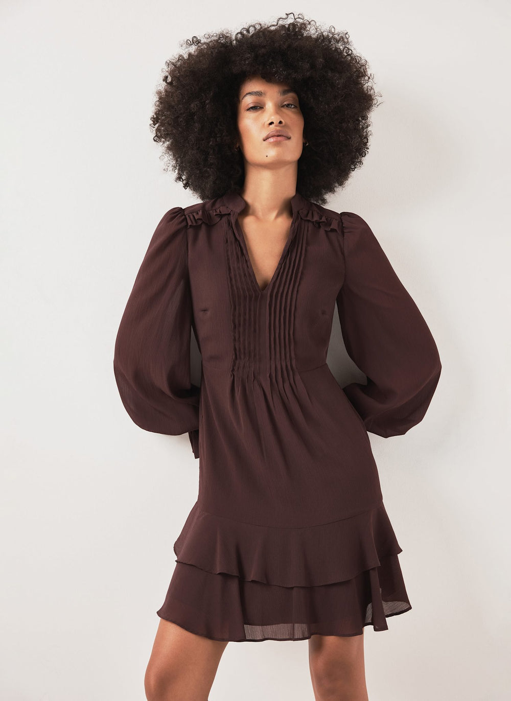 Burgundy Ruffle Mini Dress