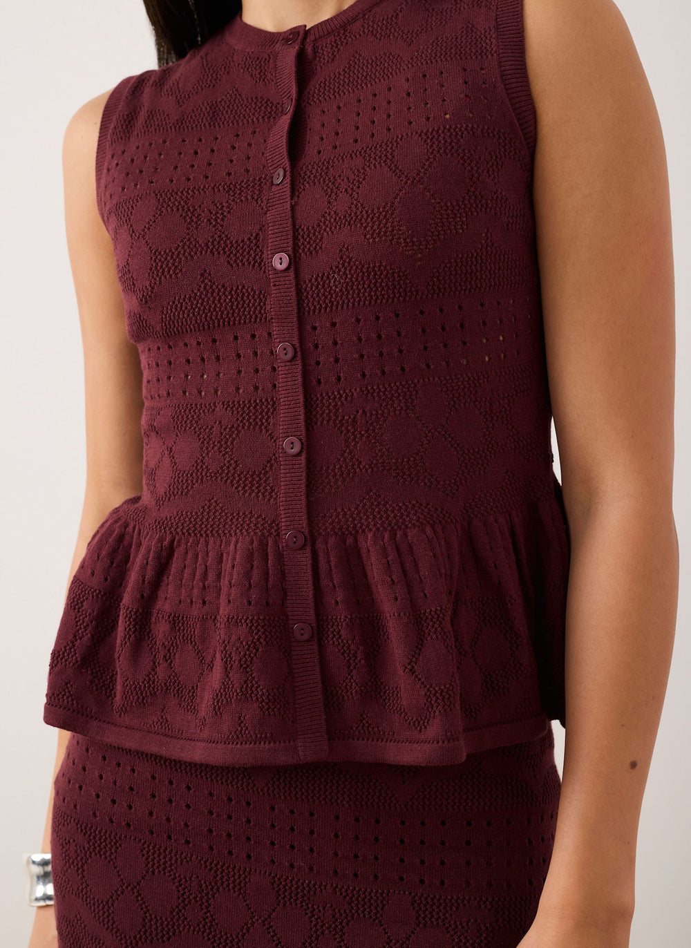Burgundy Peplum Knit Top