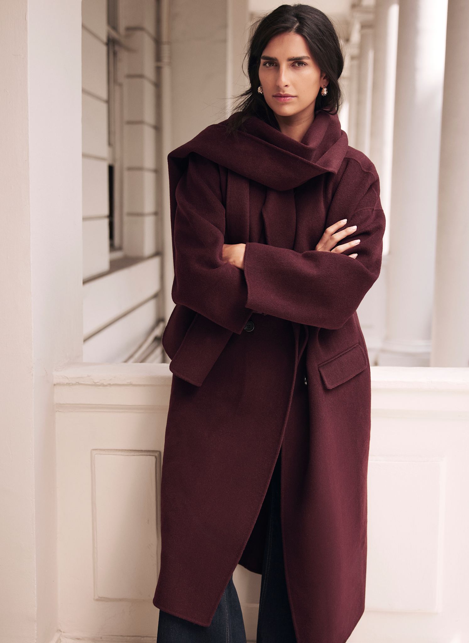2040269 Burgundy Brushed Coat